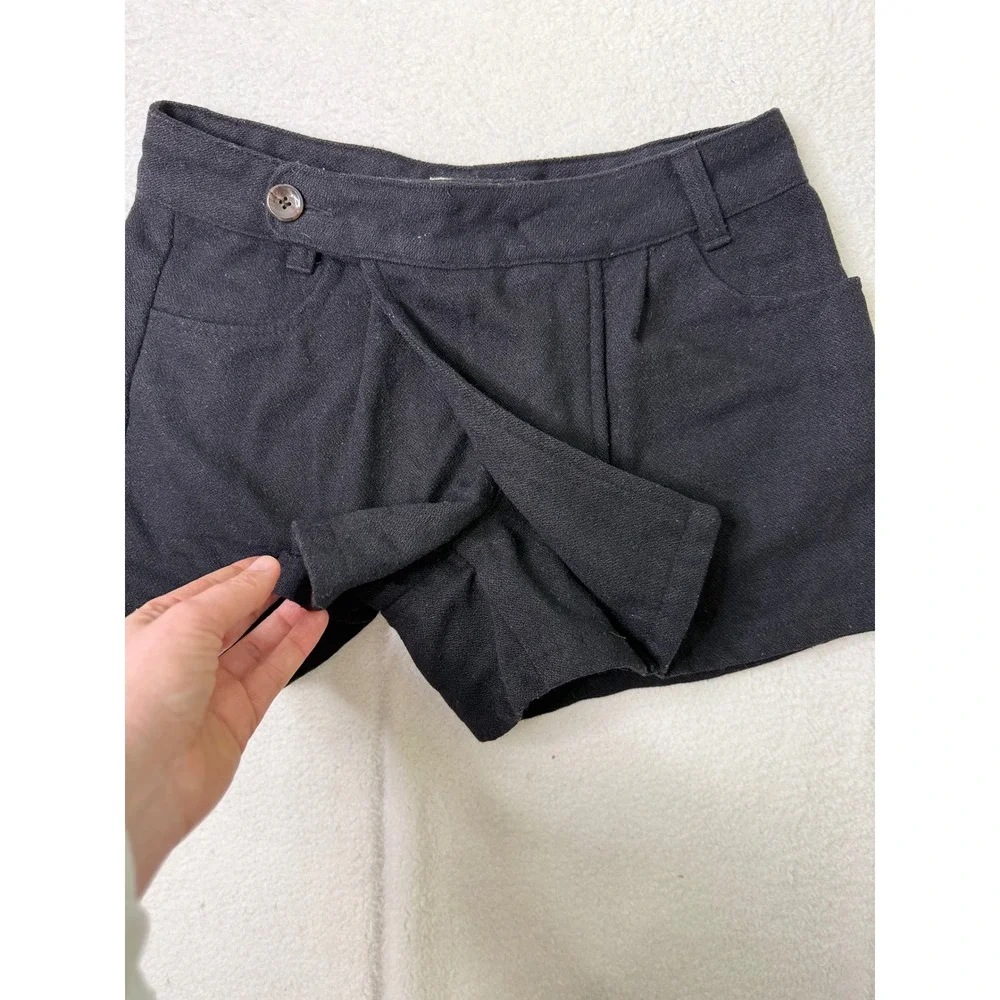 Noname Made in Korea Black Wrap Front Skort Mini Skirt Shorts Sz M K-Fashion